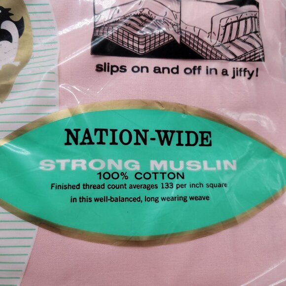 Vintage Penneys Elasta-Fit Twin Bed Sheet Set 72"x108" 100% Cotton Strong Muslin - Picture 3 of 12